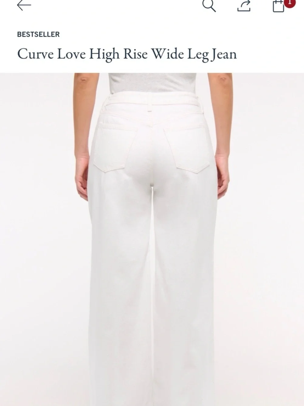 032 Abercrombie & Fitch Cream Wide Leg High Rise Jeans - Picture 4 of 9